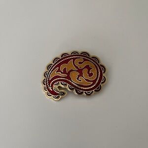 Classic Red and Gold Paisley Brooch